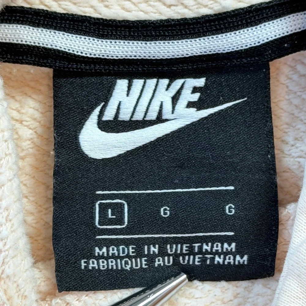 Nike Hoodie Womens L Pink Good Metallic Gold Silver Foil Logo Cropped Pullover - Picture 5 of 11